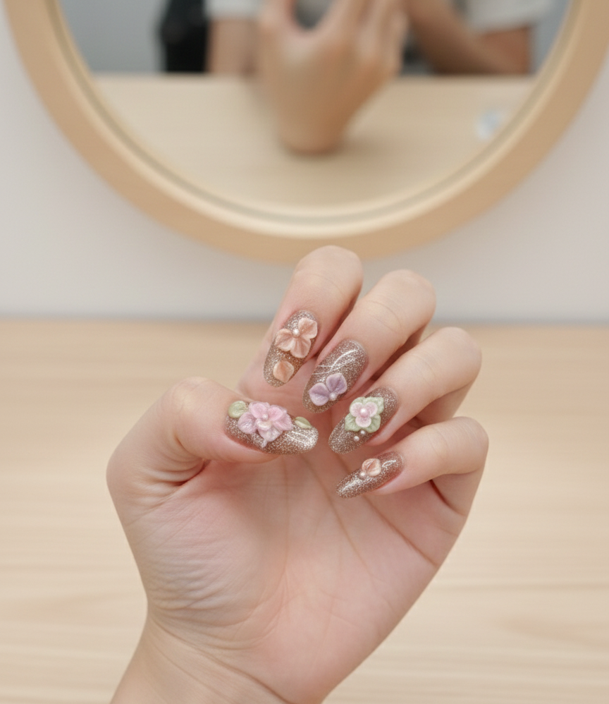 🌸🤎 Mocha Garden Blossoms