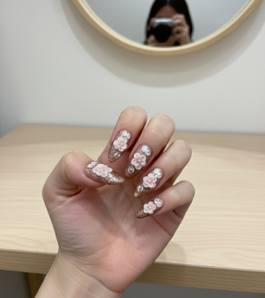 🌸☕ Latte Blossom Dewdrops